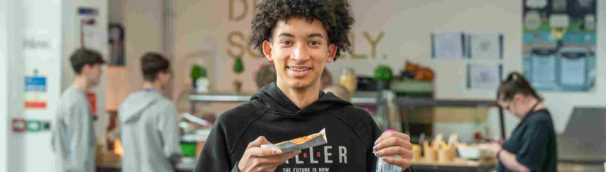Oakwood Academy Sixth Form pupil in college canteen